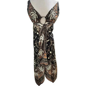 Nicole Miller Tropical Print Handkerchief 100% Silk Dress Size Medium